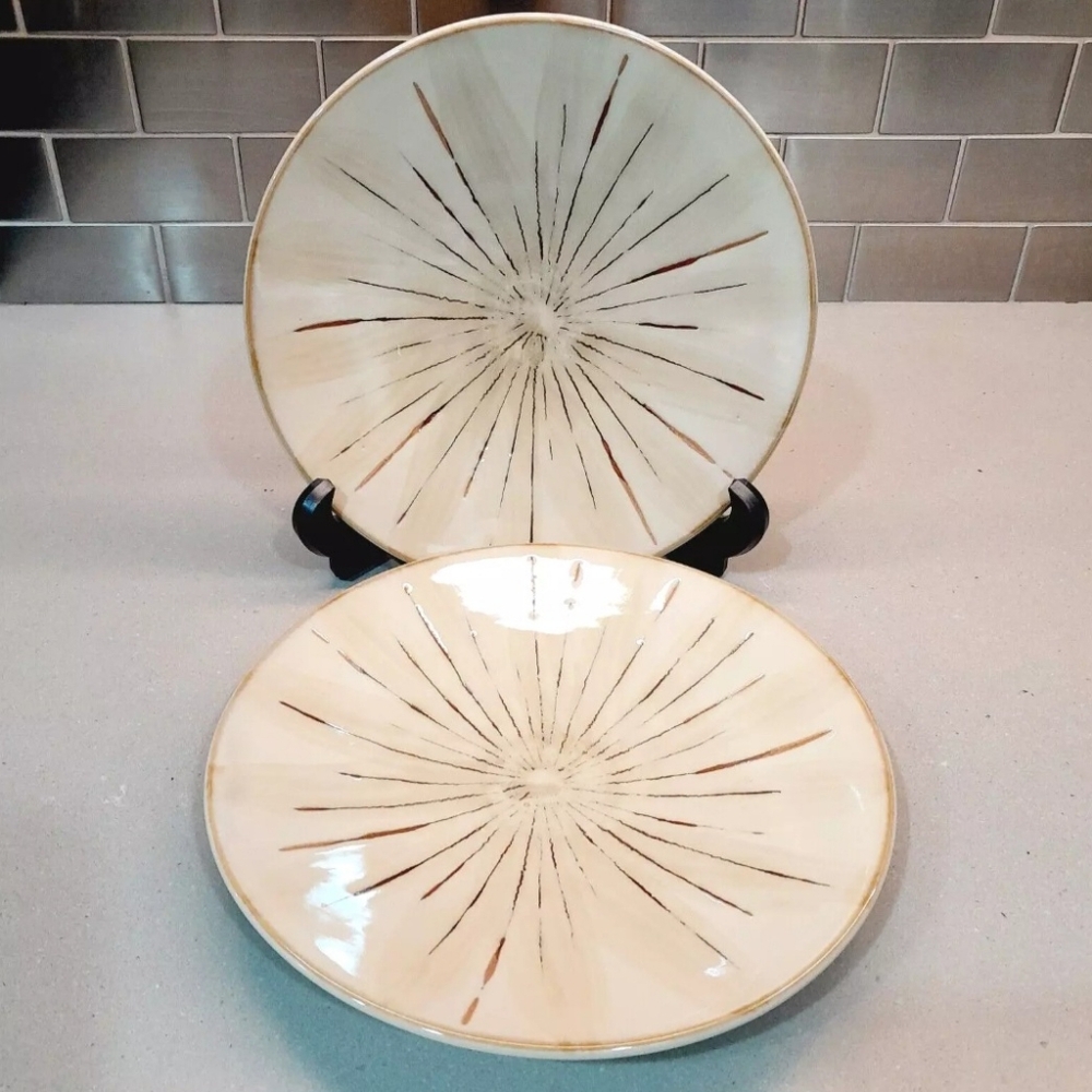 Pier 1 Salad Plates Sanctuary Starburst Lot of 2 Salad Plates Beige